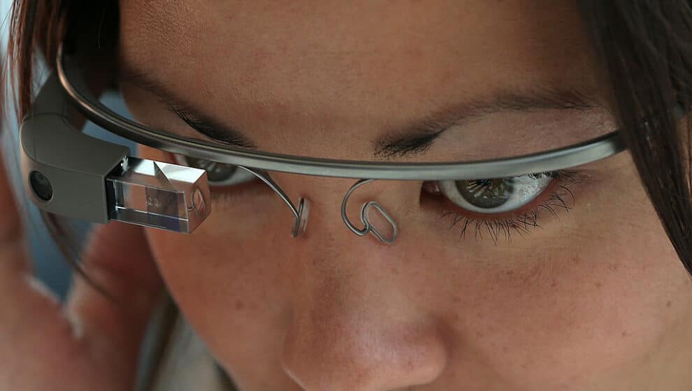 An attendee tries Google Glass during the Google I/O developer conference on May 17, 2013 in San Francisco, California.